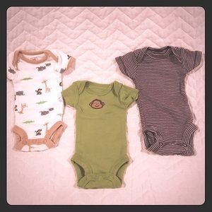 Carter’s PREEMIE (3) LOT Short Sleeve ONESIES